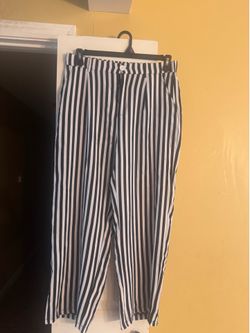 Black and White striped Pants