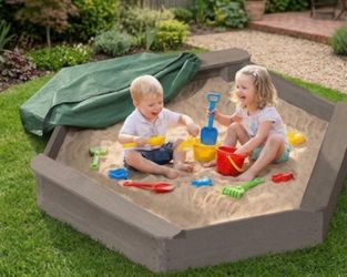New in box Hexagonal Wooden Sandbox with Cover