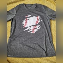 Womens Grey Scratched Baseball Mom Tee, Size Large