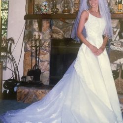 Michelangelo wedding dress with veil