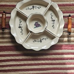 Stoneware Party  Tray  With Metal Rack 