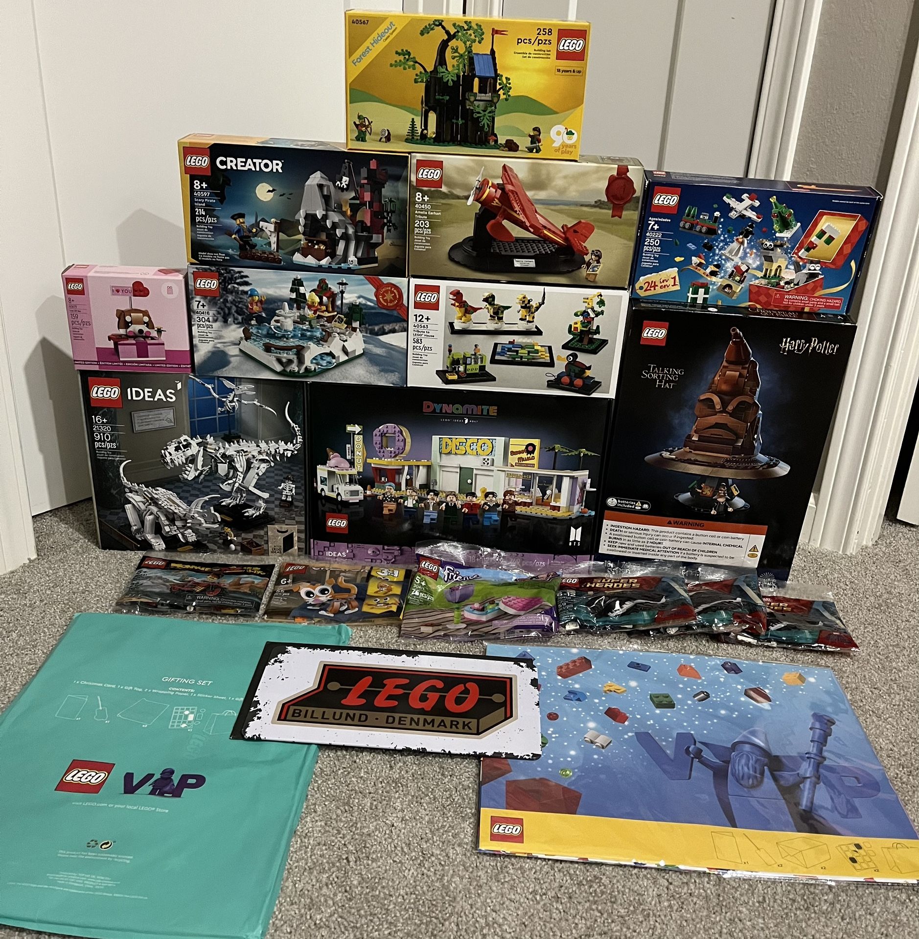 LEGO 10 Set Lot! 6 Poly bags! VIP Gifts! Ideas Fossils 21320 Harry Potter Forest Hideout Amelia Earhart
