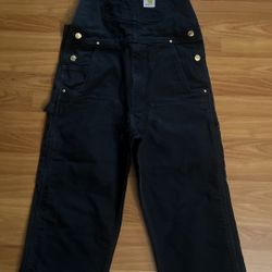 Carhartt Iconic R01 Relaxed Fit Duck Bib Double Knee Blk Overalls R01-M Sz 32x30