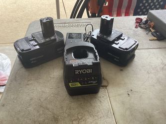 24 amp 18 V lithium batteries with indicator lights and charging station brand new