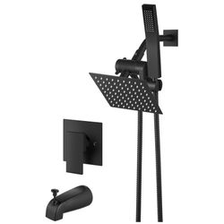 Aolemi Shower Tub Faucet Set with Handheld Spray Shower System Single Shower Rainfall Head and Handle with Tub Spout Combo Rough-in Valve Included Sho