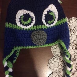 Seattle Seahawks Football Hat - Hand Knit