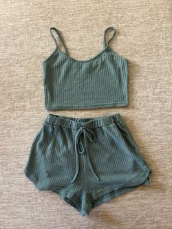 Ribbed Crop Top and Shorts Set