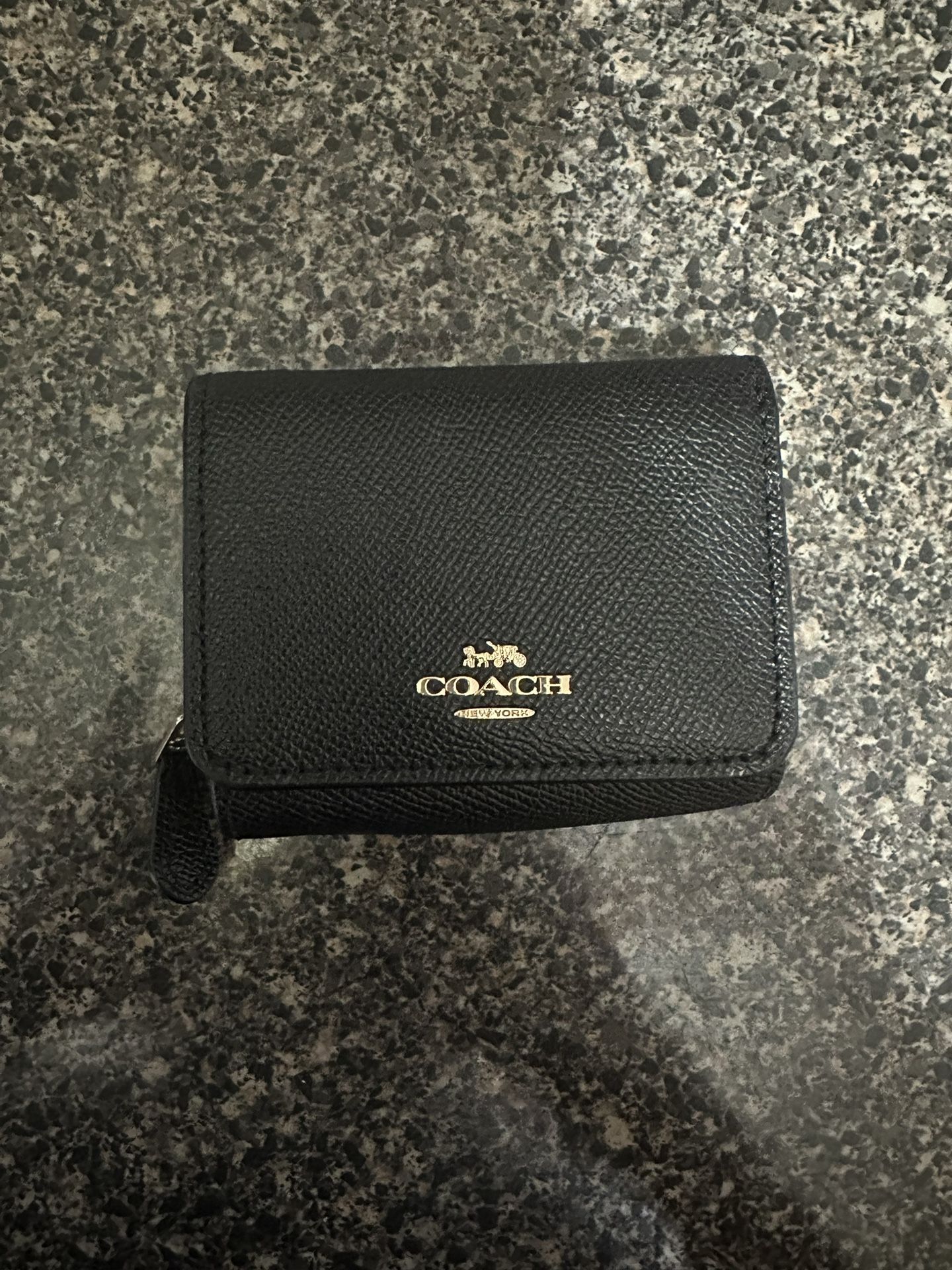 coach leather black and gold wallet