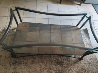 Glass top Coffee Table with Slate Stone Bottom