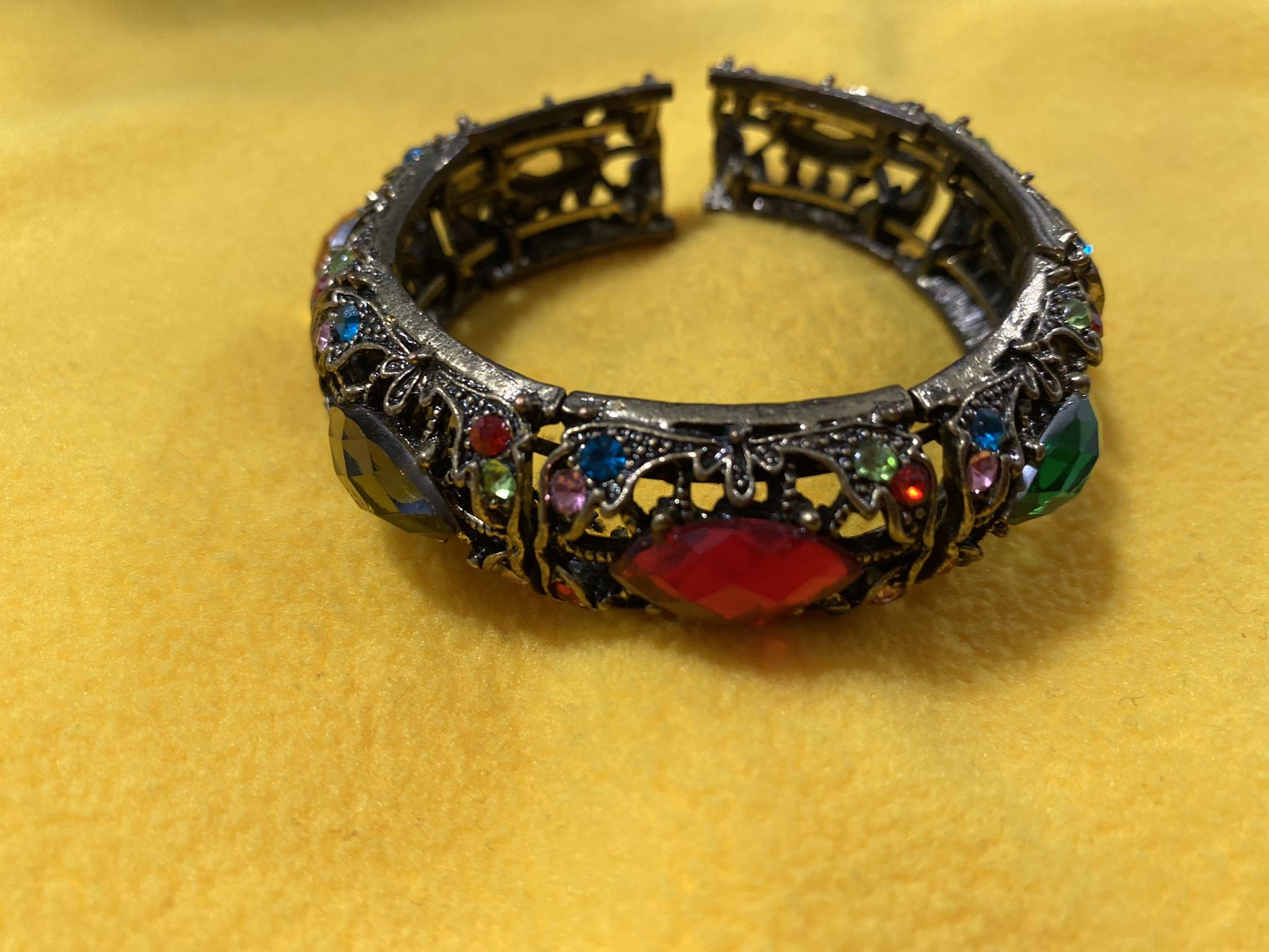 Multi Color Stone Glass Bracelet Antique Style 