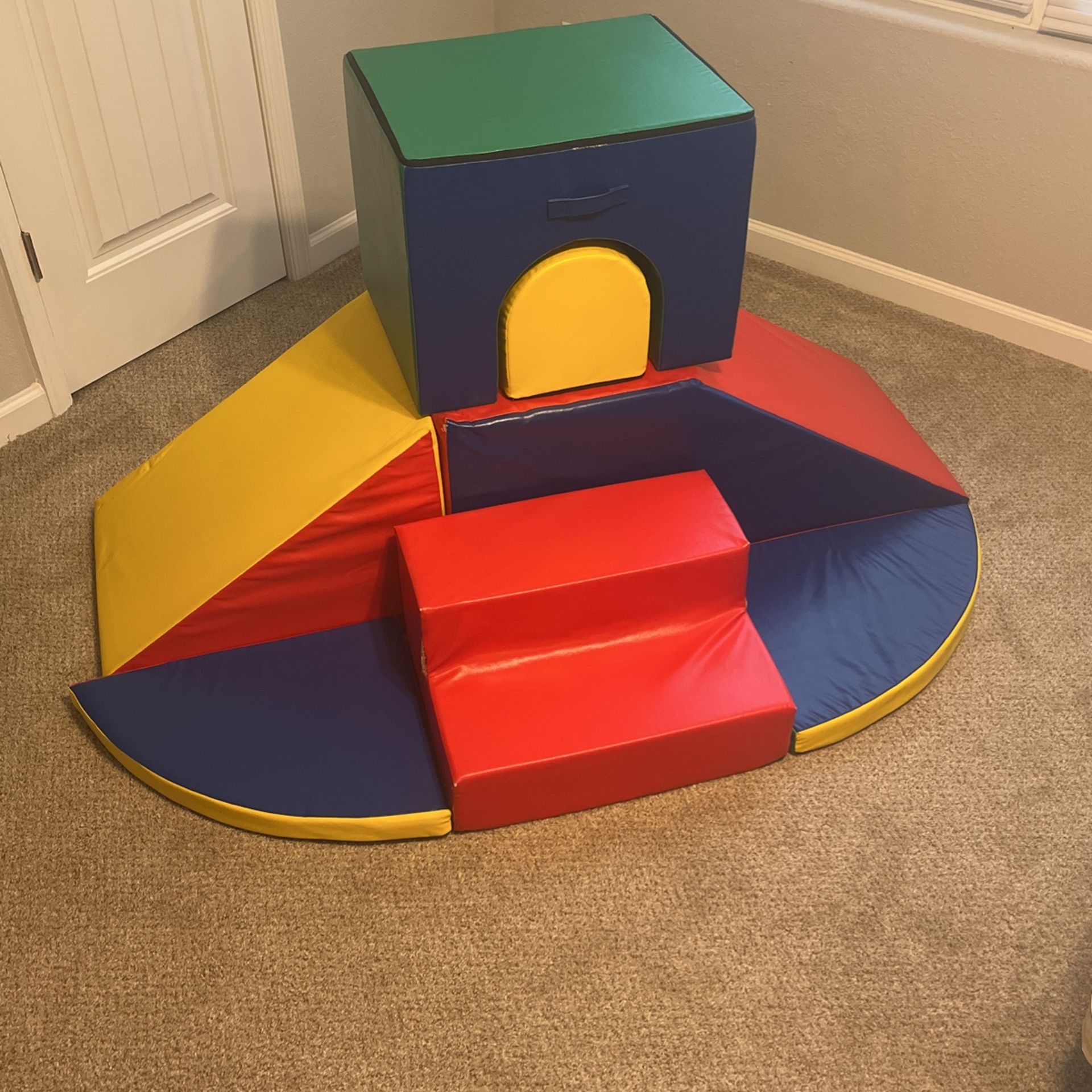 Foamnasium Adventure Indoor Foam Playset, 7 Piece Soft Toddler and Kids Active Playset for Crawling, Climbing, Building and Jumping, Made in The US