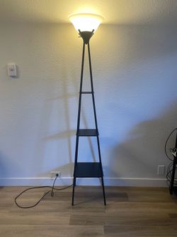 Modern Black Shelf Floor Lamp w/ 3 Display Shelves