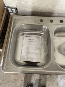 Glacier Bay 33 in. Drop-In 50/50 Double Bowl 22 Gauge Stainless Steel Kitchen Sink