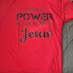 100% Cotton Women's Casual Short Sleeve T-Shirt - "Jesus Power" Inspirational Pattern Print