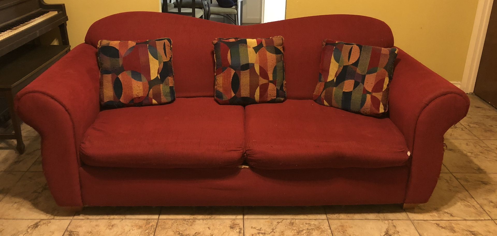 Red 3-seater Couch Sofa