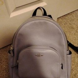 light blue Coach backpack