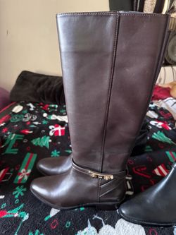 Brown Leather Knee-High Riding Boots