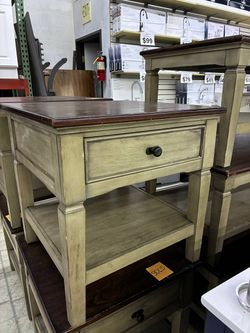 Wood End Table with Drawer and Shelf