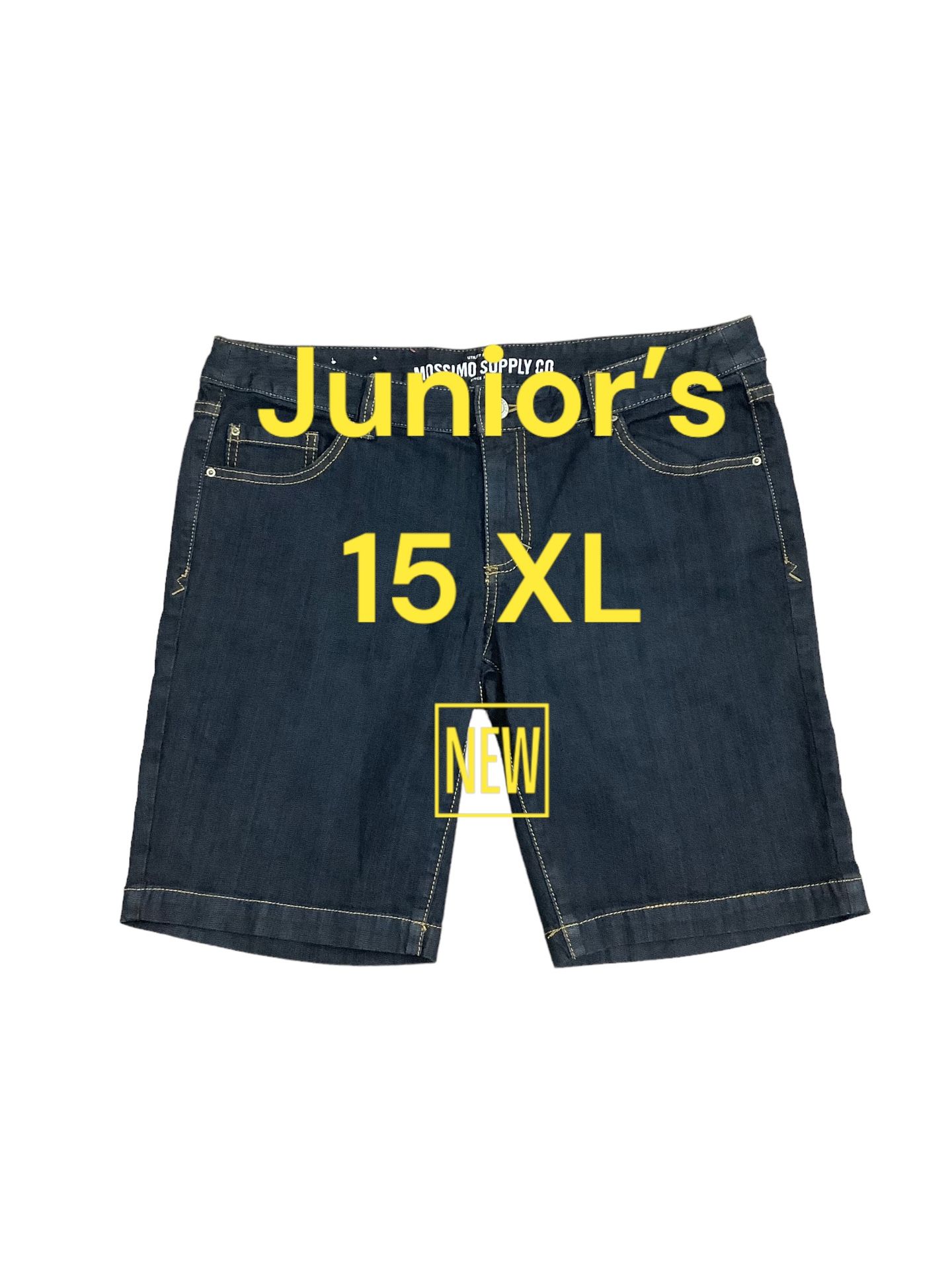 Junior's Mossimo 15 XL Dark Navy Blue Denim Jeans Bermuda Shorts Stretch New