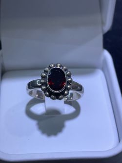 Garnet Oval Sterling Silver 925 Handmade Ring Size 8 NEW