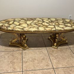 Arturo Pani Vintage Coffee Table - Abalone And Onyx Inlay 