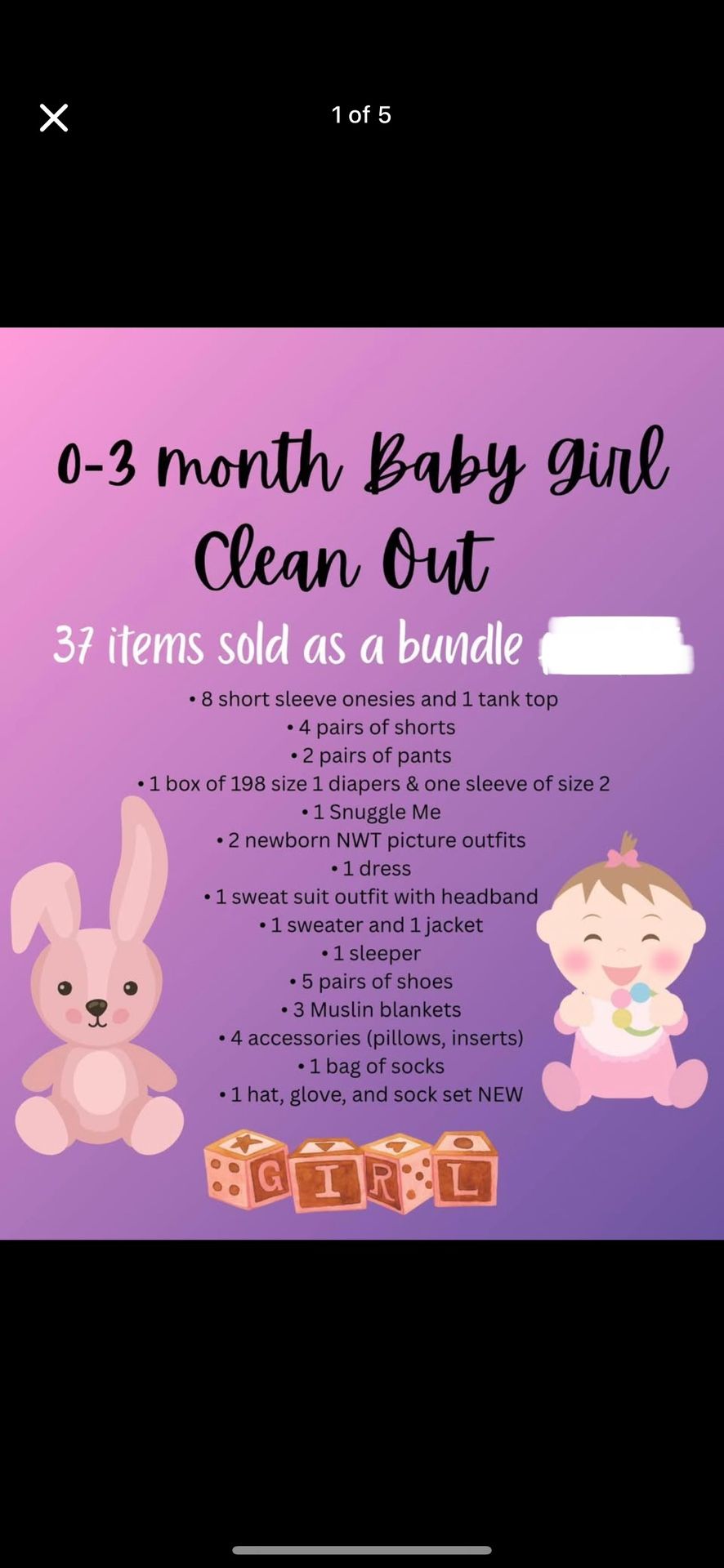 0-3 Month Baby Girl Clothes Bundle - 37 Items