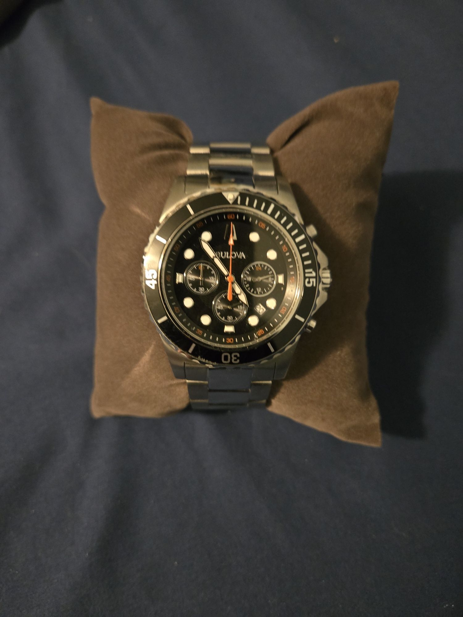 Bulova men’s watch (black face + stainless steel band)