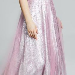 Macys by City Studios Size 7 Foil Knit Sleeveless Gown 