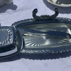 Butter Dish Vintage Chrome Plated