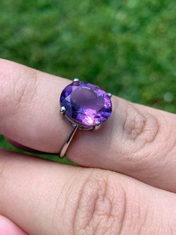 Purple Amethyst 4.5ctw 925 Sterling Silver Ring Size 7