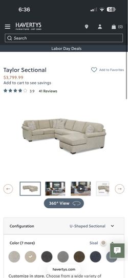 Haverty U shaped sectional