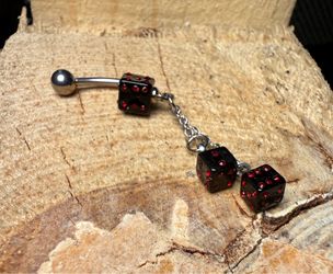 Rue 21 black dice red Swarovski gems belly ring