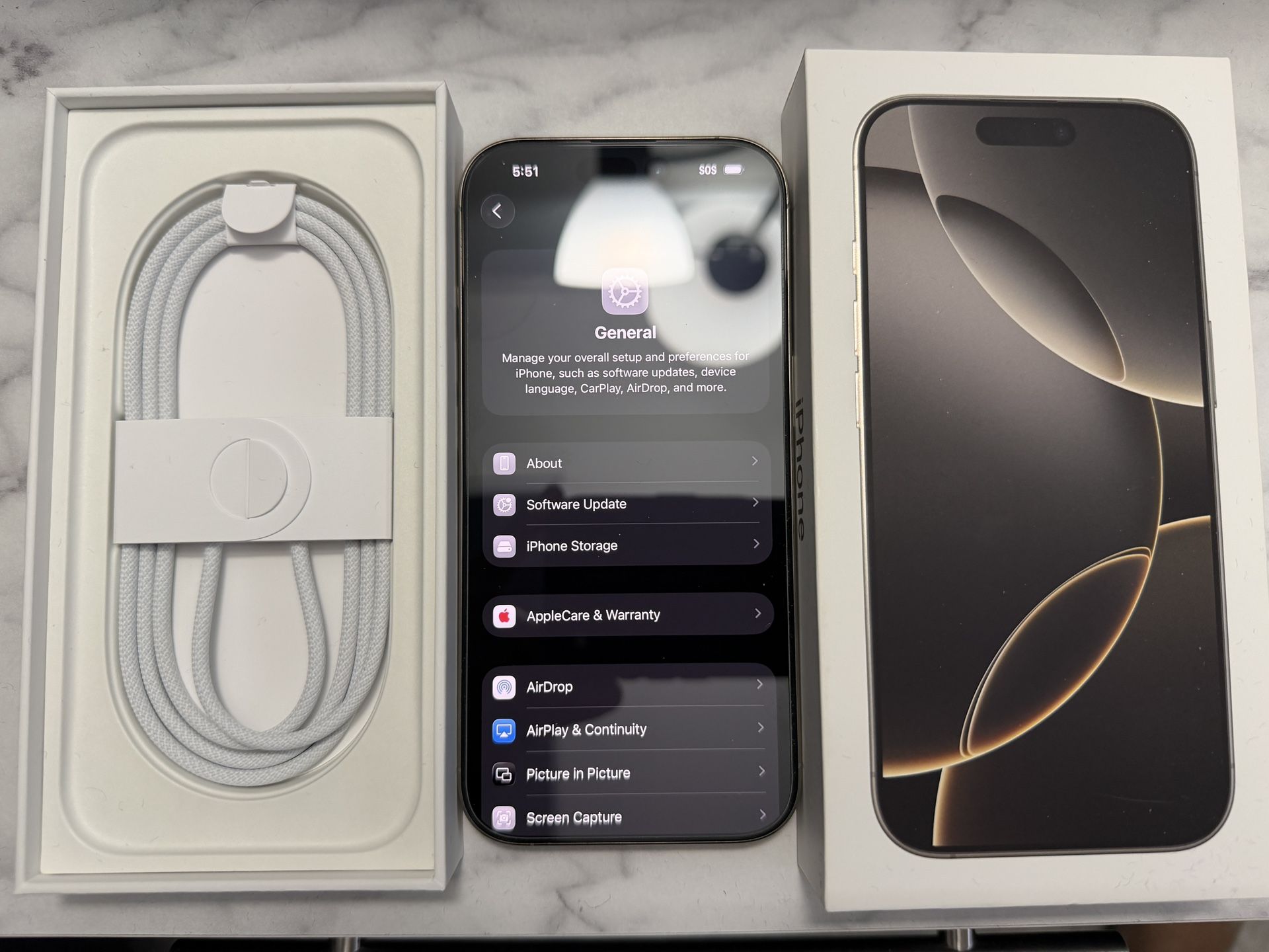 Apple iPhone 16 Pro 256gb Natural Titanium w/ AppleCare+ Till 09/21/26