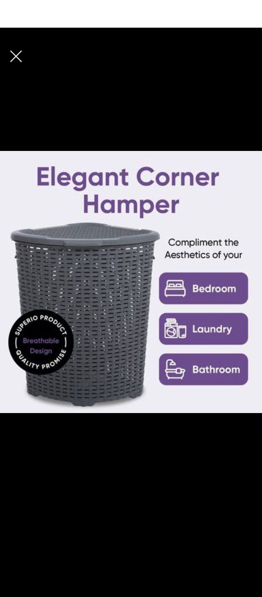 Corner Laundry Hamper Basket with Lid