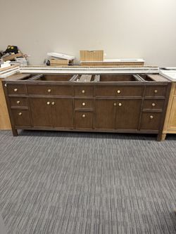 83” Bathroom Vanity In Dark Wood Color 