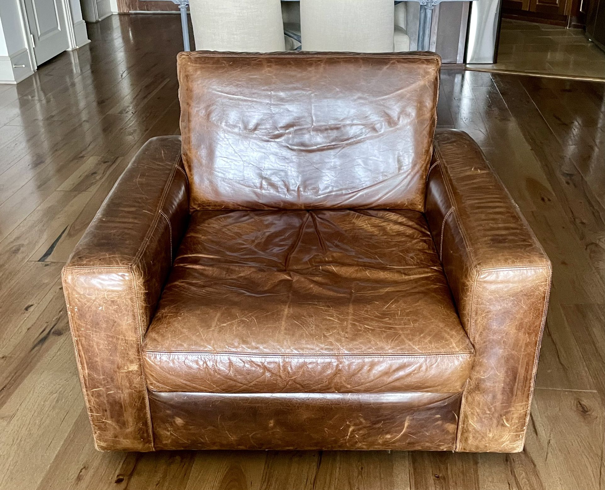 Restoration Hardware Maxwell Leather Swivel Chair