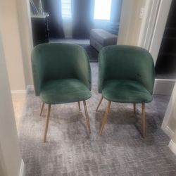 Green Velvet Accent Chairs/ Set Of 2