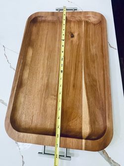 Wood Serving Tray with Metal Handles