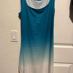 Multicolored Teal And White Sundress