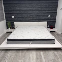 KING BED (frame+ mattress) & BEDSIDE TABLES
