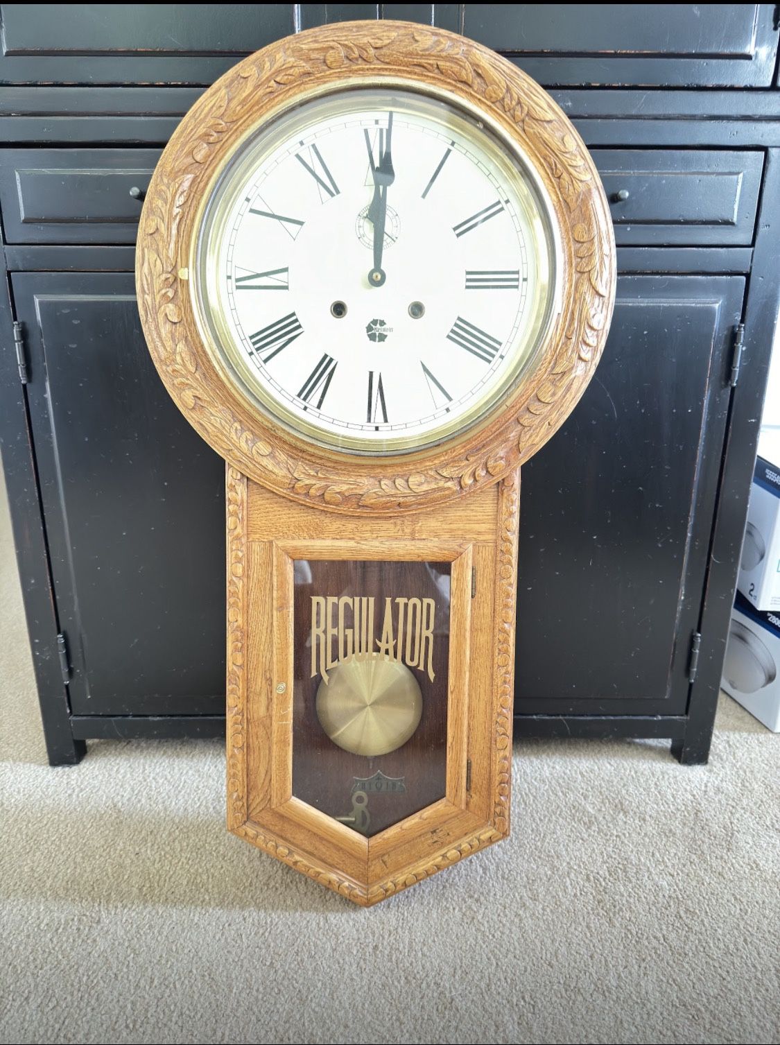 Large Vintage Chiming Oak Wall Clock