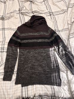 Cowl Neck Striped Knit Sweater