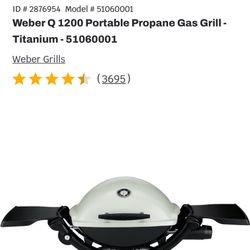  Weber Q 1200 Portable Propane Gas Grill - Titanium