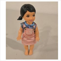 Vintage Mattel Chelsea / Kelly Doll in Pink Overall Dress (~4") – Molded Hair