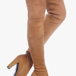 Gorgeous brownish-orange-camel suede thigh high boots size 6.5