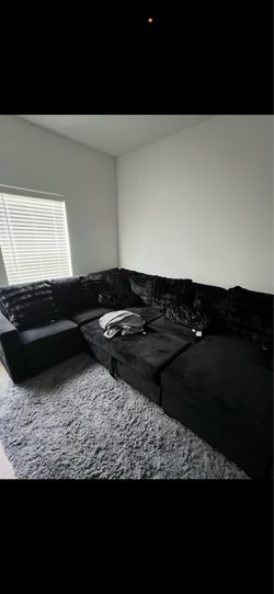 Black suede sectionals