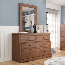 Brand New Solid Wood American 🇺🇸 Made Rustic Dresser With Matching Mirror 