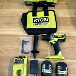 RYOBI ONE+ HP 18V Brushless 1/2 in. Drill with (2) 2.0Ah HIGH PERFORMANCE Batteries, Charger & Bag