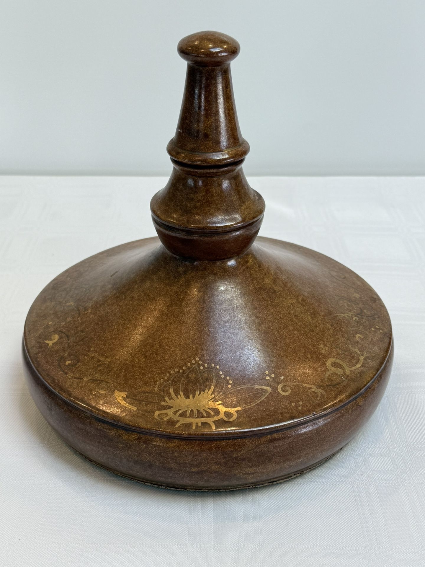 Rare Antique 1930 Stoneware Vessel | Cork Finial Topper | Cork Bottom 