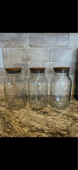 Mason jars with wooden lids